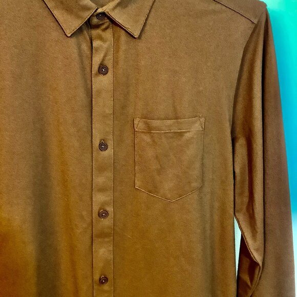 Mens VRST  Brown Long Sleeve Button Dress/Casual  Shirt Large  Stretch NWT - Picture 4 of 10